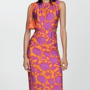 Printed dress with openings